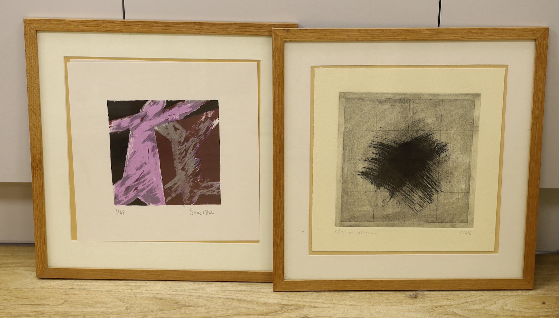 Richard and Susie Allen, two limited edition prints, Untitled, both signed and numbered 3/48, 23 x 23cm and 18 x 18cm